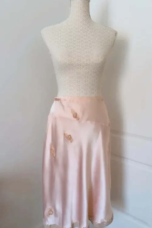 Falda rosa con encaje - Prendas Vintage Mathilde