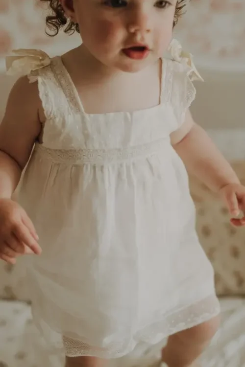 Vestido bebé lazos hombros - Prendas Vintage Mathilde