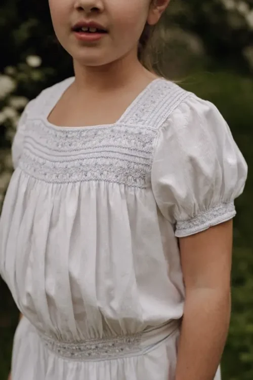 Vestido niña nidos azul - Prendas Vintage Mathilde