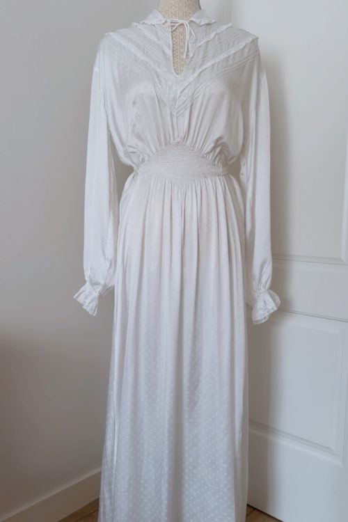 Vestido seda manga larga años 30 blanco